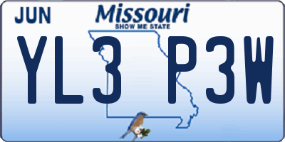 MO license plate YL3P3W