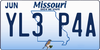 MO license plate YL3P4A