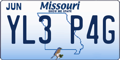 MO license plate YL3P4G