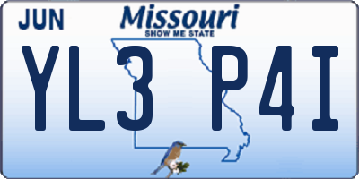 MO license plate YL3P4I