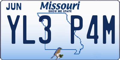 MO license plate YL3P4M
