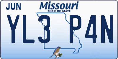MO license plate YL3P4N