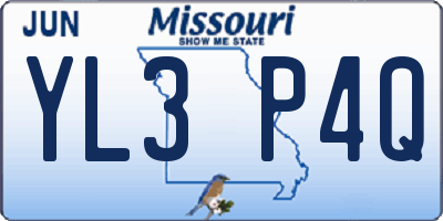 MO license plate YL3P4Q