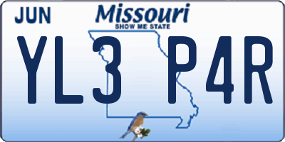 MO license plate YL3P4R