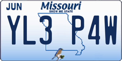 MO license plate YL3P4W