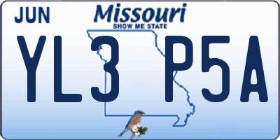 MO license plate YL3P5A