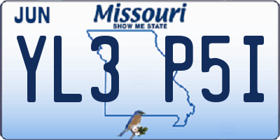 MO license plate YL3P5I