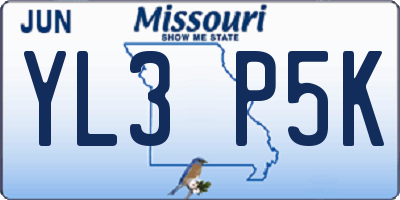 MO license plate YL3P5K