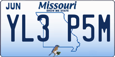 MO license plate YL3P5M