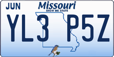 MO license plate YL3P5Z