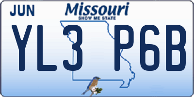 MO license plate YL3P6B