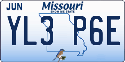 MO license plate YL3P6E