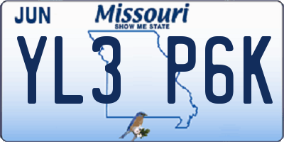 MO license plate YL3P6K