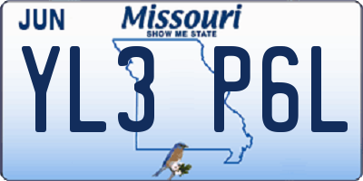 MO license plate YL3P6L