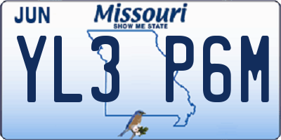 MO license plate YL3P6M
