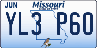 MO license plate YL3P6O