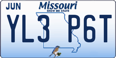 MO license plate YL3P6T