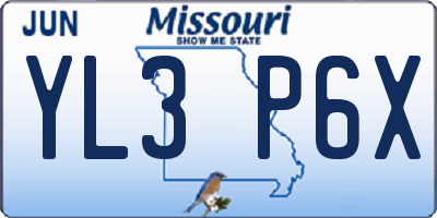 MO license plate YL3P6X