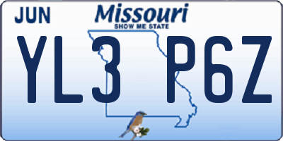 MO license plate YL3P6Z