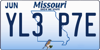 MO license plate YL3P7E