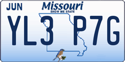 MO license plate YL3P7G