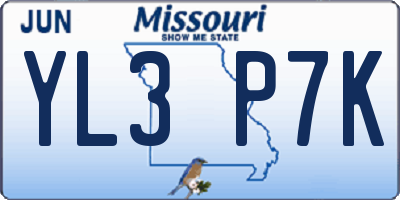 MO license plate YL3P7K