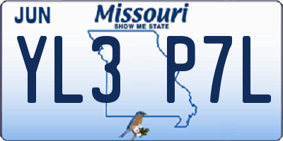 MO license plate YL3P7L
