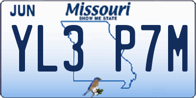 MO license plate YL3P7M