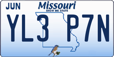 MO license plate YL3P7N