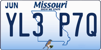 MO license plate YL3P7Q