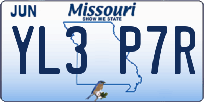 MO license plate YL3P7R