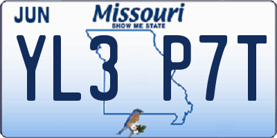 MO license plate YL3P7T