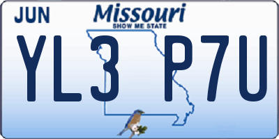 MO license plate YL3P7U
