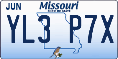 MO license plate YL3P7X