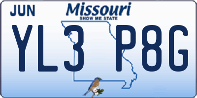 MO license plate YL3P8G