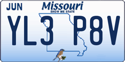 MO license plate YL3P8V