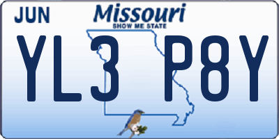 MO license plate YL3P8Y