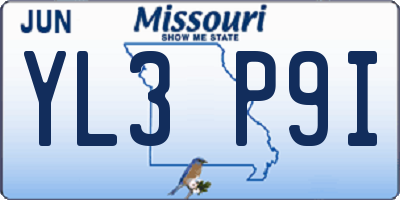 MO license plate YL3P9I