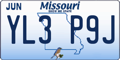 MO license plate YL3P9J
