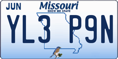 MO license plate YL3P9N