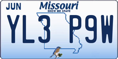 MO license plate YL3P9W