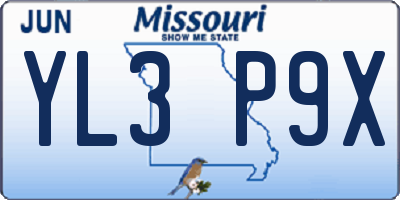 MO license plate YL3P9X