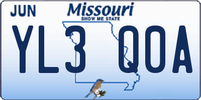 MO license plate YL3Q0A