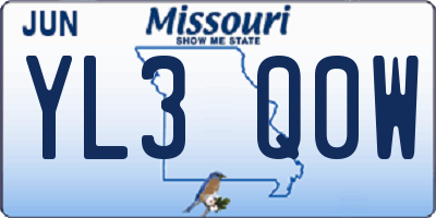 MO license plate YL3Q0W