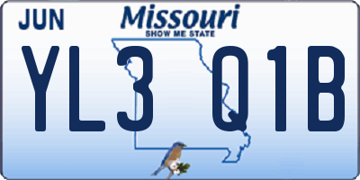 MO license plate YL3Q1B