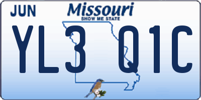 MO license plate YL3Q1C