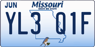 MO license plate YL3Q1F
