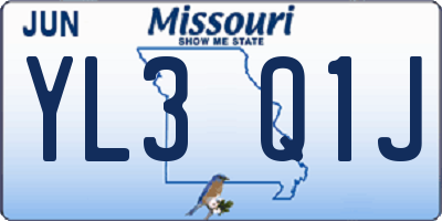 MO license plate YL3Q1J