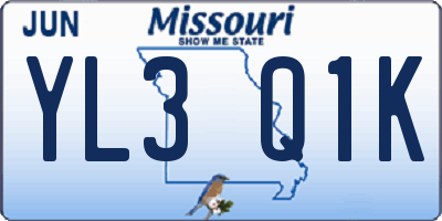 MO license plate YL3Q1K