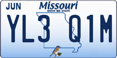 MO license plate YL3Q1M